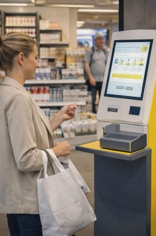 Detaljhandelskiosk med pagerbaserat köhanteringssystem