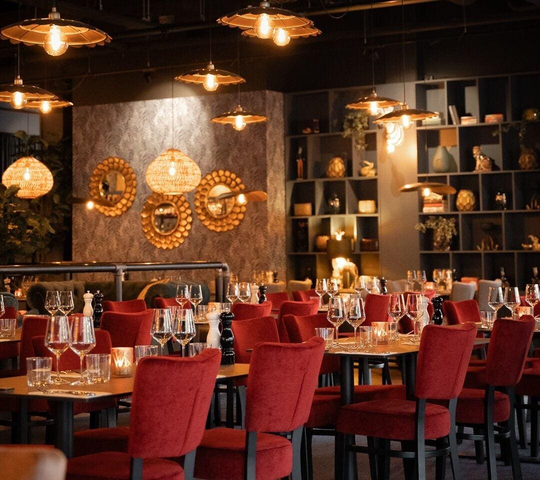 Restaurangmiljö på Blackstone Steakhouse i Sverige